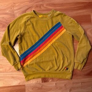 Aviator Nation gold multicolor striped sweatshirt
